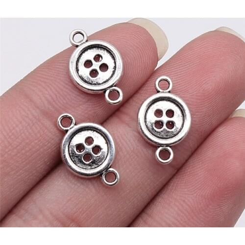 WYSIWYG 20pcs 16x10mm Antique Silver Color Button Connector Charms For Jewelry Making DIY Jewelry Findings