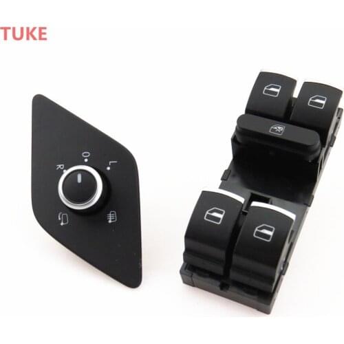 RWSYPL 1Set Chrome Side Mirror Heating Folding Button & Side Window Master Control Switch For Jetta MK6 5ND959857 16D 959 565 A