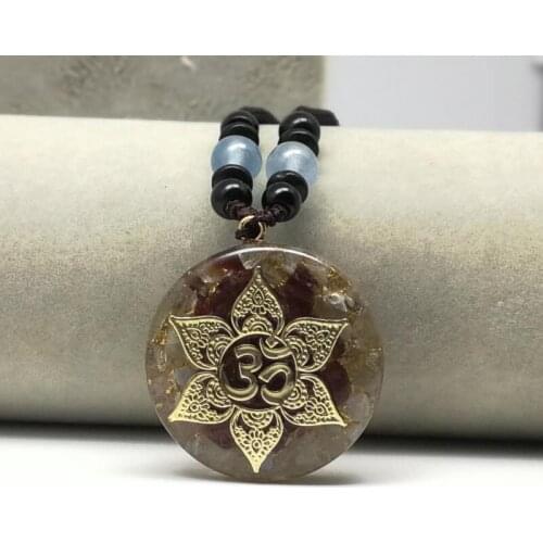 Women Men Meditation OM Symbol Crystal Orgonite Pendant Necklace Reiki Healing Yoga Chakra Energy Orgone Necklace Jewelry