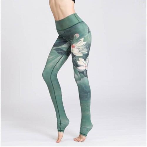 4 Colors Womens New Fashion Flower Printing Chinese Style Leggings High Waist Push Up Jeggings Fitness Skinny Women Leggings