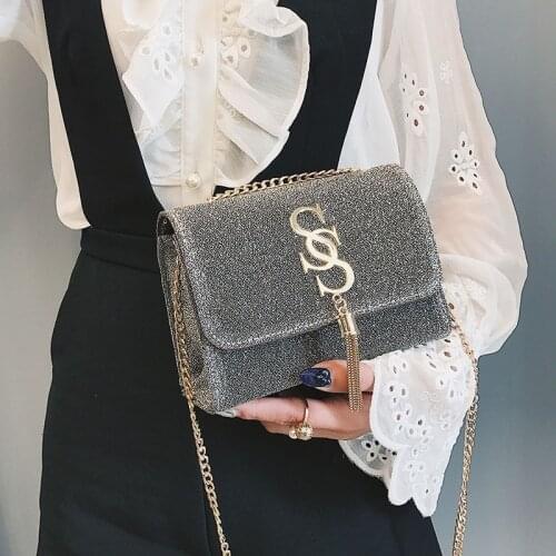 Women Glitter Handbag Shoulder Luxury Sparkling Party Evening Envelope Clutch Bag Ladies Tote Purse Tassel Chain Wild Crossbody