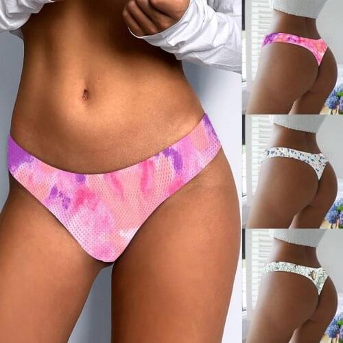 Women Sexy Flowers Lingerie Temptation Low-waist Panties Thong No Trace Breathable Underwear Female G String Intimates L3