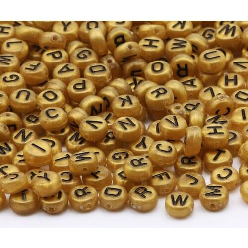 Golden Mix Acrylic Letter Beads 4x7mm Round Alphabet Spacer Bead For Jewelry Making Diy Necklace Bracelet Beaded Accessories