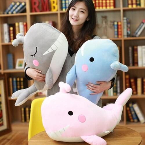 1pc 20/30/45/60cm Super Kawaii Whale Plush Toys Soft Stuffed Cartoon Animal Pillow Blue/Pink/Gray Whale Doll Girls Kids Gifts