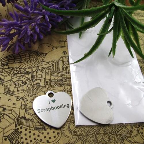 10pcs--"I love Scrapbooking"stainless steel charms 5 styles for choosing DIY Charms for necklace bracelets