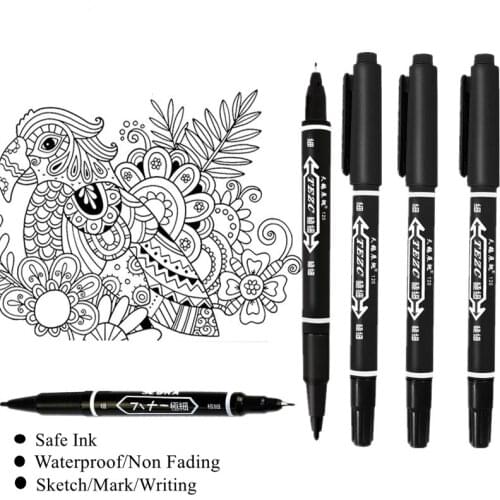 10 Pcs/Set Waterproof Drawing Liner Dual Tip Lettering Markers Black Ink Markers for Sketching Drawing School/ Art Supplies