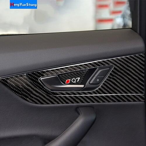 Carbon Fiber Car Interior Accessories Inner Door Bowl Decoration Decals Black Cover Trim Stickers For Audi Q7 SQ7 4M 2016-2019