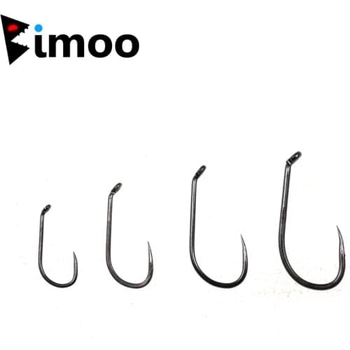 Bimoo 20PCS Barbless Dry Fly Caddis fly Trout Fishing Fly Tying Hooks Size 12 14 16 18 Black Nickle Color