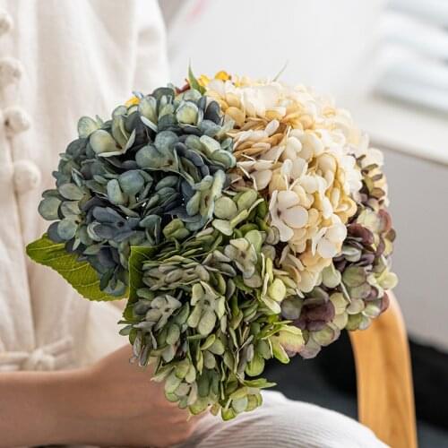 DIY Retro Autumn Hydrangea Bouquet Artificial Flowers Room Home Decoration Wedding Flower Arrangement Party Supplies Photo Props