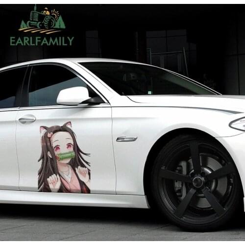 EARLFAMILY 43cm x 31.8cm For Nezuko Car Assessoires Stickers Vinyl Decal Anime Caravan Funny Personality Sticker Scratch-Proof