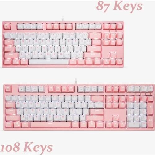 FY108 Pink Mechanical Keyboard USB Wired Computer Blue/Brown/Balck/Red Switch Esports Keyboard Gamer 87/108Key PBT Keycaps