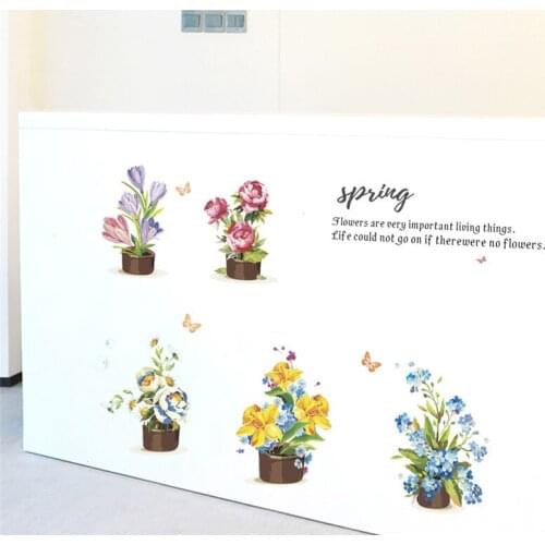 Beautiful Flowerspot Wall Sticker For Living Room Bedroom Aisle Decoration Plant Mural Art Diy Pvc Pastoral Home Decals Posters