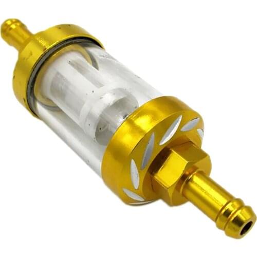 5/16-inch 8mm Oil Cleaner Fuel Filter Clear Glass for Pit Dirt Push Trail Bike (Gold)