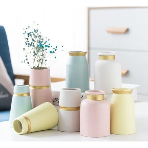 Frosted Painted Gold Ceramic Crafts Vase Stoneware Simple Creative Home Decoration European Style Retro Decor Vase
