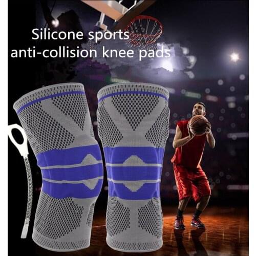 Men Basketball Sports Protector Silicone Mat Stabilizing Kneepad Comfortable Breathable Fabric Running Fitness Kneepad Tools