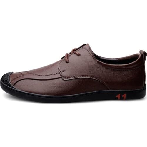 Mens Shoes Cow Leather Lace Up Low-top Round-toe Driving Casual Light Comfortable Hard-Wearing Non Slip Classic Retro