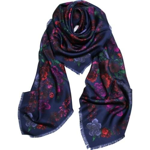 New Charm Blue Rose Skull Surprise Silk Scarf High Grade Square Scarves Neck Wear Accessory Clothing Scarfs Drop Shipping FJ82