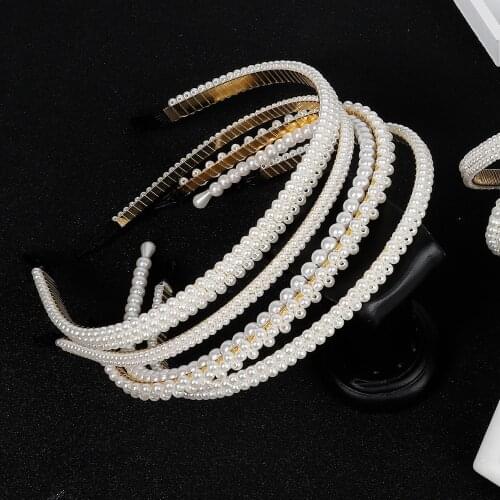 New Korean Sample design Pearl Hair Band Girls Hair Accessories Women Headband Wedding Party Bridal Hair Hoop