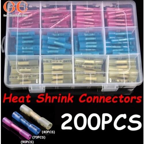 200Pcs Assorted Crimp Terminals Electrical Heat Shrink Wire Connectors Red Blue Yellow wire connector electrical connector