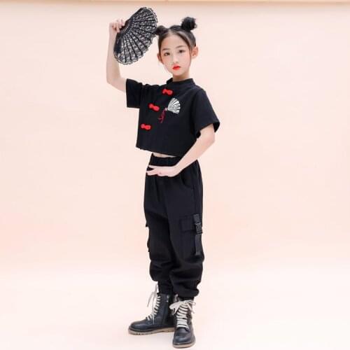 Girls Jazz Dance Clothing Chinese Style Modern Catwalk Show Costume Kids Street Dance Practice/Performance Stage Clothes DQL5118