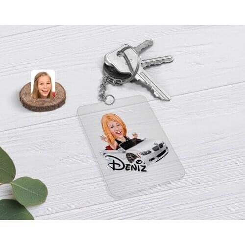 Personalized Women 'S Boss Caricature Of Transparent Plexiglass Anahtarlık-3