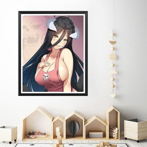 Anime Overlord Sexy Albedo Bathroom Decor Wall Decor Home Decor Canvas Print Poster, framed For Living Room Boy Girl Bedroom Wal