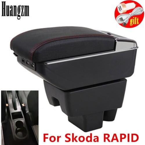 For Skoda Rapid Armrest Box Skoda Rapid 1 Universal Car Central Armrest Storage Box cup holder ashtray modification accessories