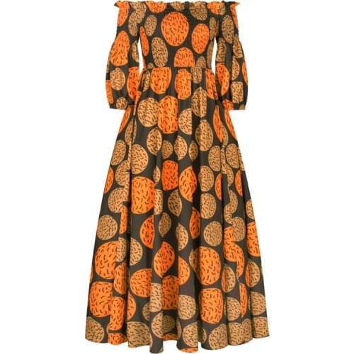 Sexy Off Shoulder Floral Maxi Dress Women Party African Dresses for Women African Dashiki Print Long Dress Women African Clothes