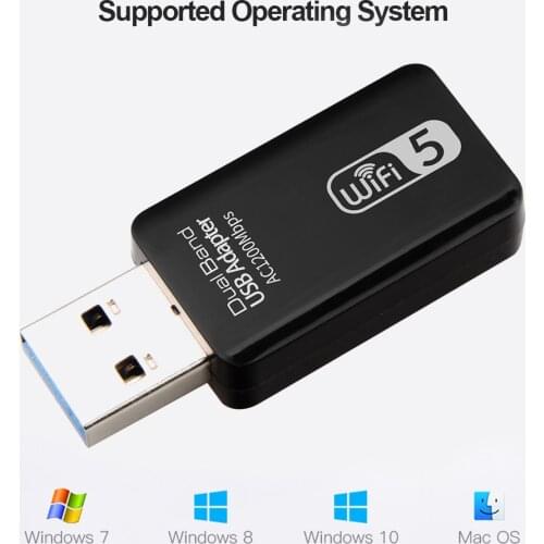 1200Mbps USB Wifi Network Card Adapter 2.4G/5G Dual-Band Wireless Receiver Dongle AC wifi Adapter for Windows 7/8/10 Mac OS