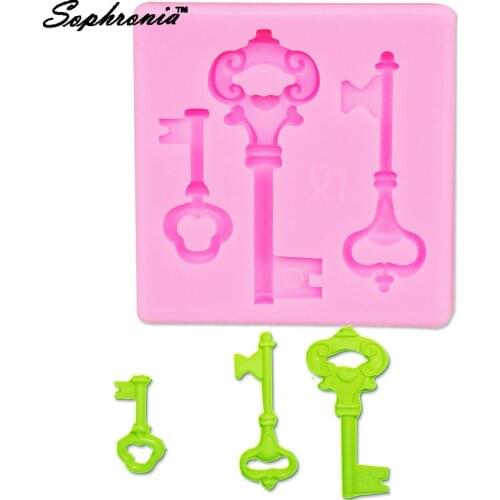 Sophronia Three key silicone mold Sugar Craft Cake Fondant Mold Chocolate Silicon Mold Fondant Cake Decoration Tool 7.1*6.5*1CM