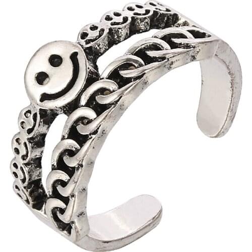 Smiley Twist Open Ring Punk Hip Hop Ring Adjustable Open Braided Ring Wedding Steampunk Jewelry