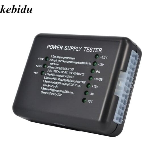 Kebidu NEW Power Supply Tester Checker LED 20/24 Pin for PSU ATX SATA HDD Meter Measuring for PC Computer 12V 5V 3.3V