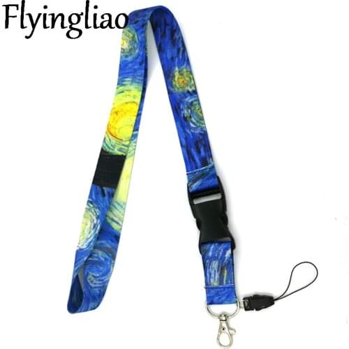 Van gogh Starry sky Painting Funny art Lanyard Neck Key Strap for Phone Keys ID Card Cartoon webbings ribbons Decorations Gifts