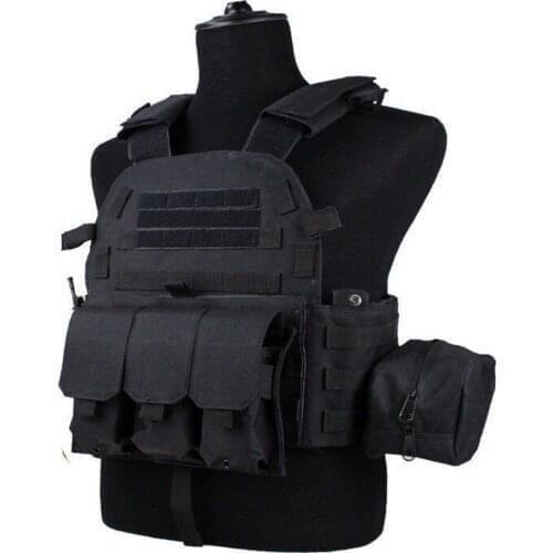 Military Tactical Vest 6094 Plate Carrier with Radio and Cartridge Pouches