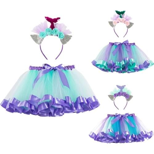 Girls Kids Tutu Party Dance Ballet Toddler Baby Costume Skirt+Headband Set Princess Party Tulle Skirts kawaii Mini Dance Skirt