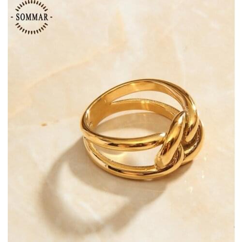 SOMMAR Bijoux Large Wedding Engagement Ring Stainless Steel Club Party Rings For Women Jewelry US size 6-8