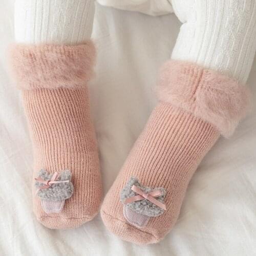 Newborn Infant Winter Anti Slip Long Socks Toddler Boys Girls Warm Velvet Thick Thermal Cartoons Non Slip Sock Baby Accessories
