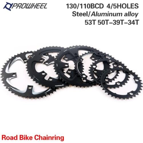 PROWHEEL ROAD Bicycle Chainring 110BCD 130BCD 34/39/50/53T Sprocket Steel/Aluminum Alloy/AL-7075 CNC 8/9/10/11 Speed Chain Wheel