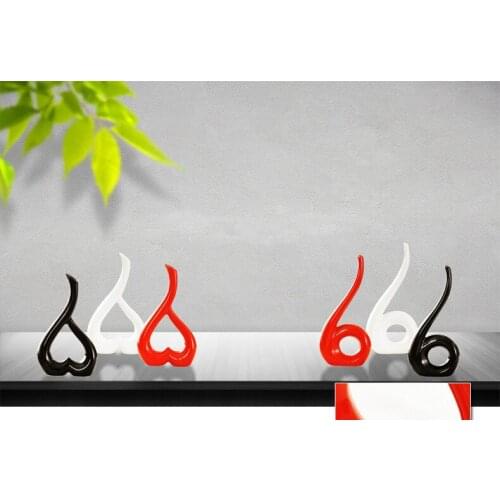 1PC Modern Creative Home Furnishing Porcelain Flower Vase Ornaments Heart-shaped Ornaments Best Wedding Gift MO 023