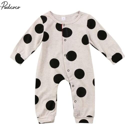 2019 Brand 0-24M Cute Baby Romper Newborn Kids Baby Girls Tops Long Sleeve Soft Cotton Dot Outfit Boy Jumpsuit Baby Clothes New