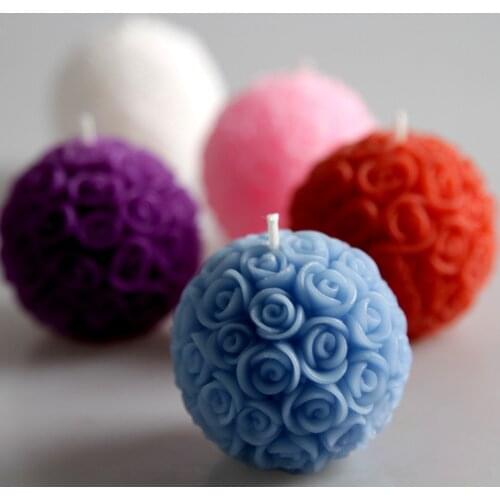 DIY 3D Rose Ball Candle Mold Soap Mold Flower Silicone Mold Scented Candle Resin Making Moulds Cake Art Crafts Mold