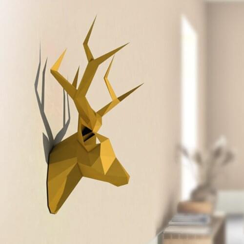 3D Pre-cut Paper Pear Davids Deer Head Home Decor Paper Model Animal Wall Art Papercraft