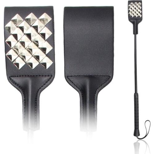 BDSM Whips Leather Rivet Paddle Full Punk Nails Spanking Flogger Fetish Bondage Restraints Adult Erotic Sex Toys For Couples