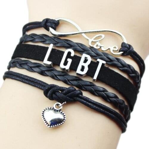 Drop Shipping Wrap Gay Pride LGBT Rainbow Bracelet Infinity Love Friendship Gifts Wedding Charms Personal Jewelry