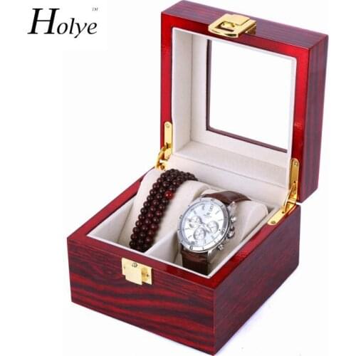 New Arrival Free Shipping 2 Grids Watch Display Box Red High Light Lacquer Wooden Watch Boxes Fashion Watch Storage Gift Boxes