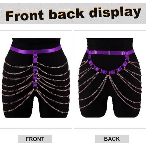 Erotic Body Harness Goth Halloween Costume Sexy Lingerie Metal Chain Punk Accessories Elastic Bondage Wedding Garters