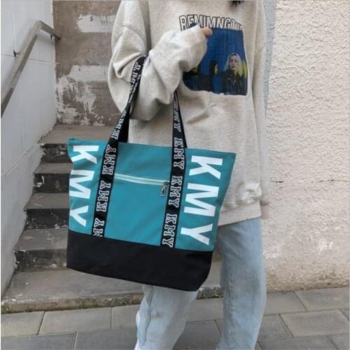 Canvas Tote Handbag Letter Printing Casual Womens Shoulder Bag Large Capacity Bag Ladies Shopping Handy Bag