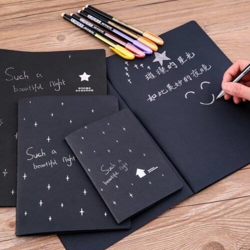 Classic black notepad blank black cardboard inner page diary book creative cute notebook DIY hand-painted black graffiti book