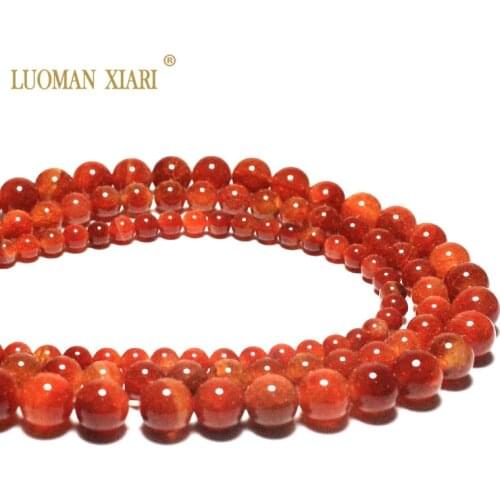 Wholesale Natural Red Ice Crack Fire Agates Round Natural Stone Beads for Jewelry Making DIY Bracelet Necklace 6/8/10mm 15