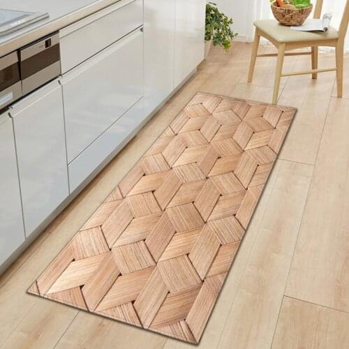 Kitchen Carpet Mat Multisize Wood Grain Printed Non-slip Floor Mat For Living Room Door Mats Entrance Decor Floor Mats Carpet
